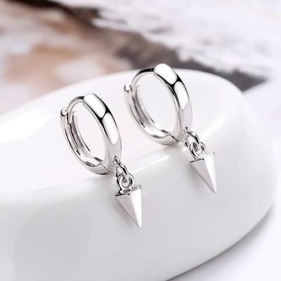 Neue Sterling Silber Damen Herren Ohrringe Schwarzer Ohrclip Kegel Anhänger Punk Hipster Rock Runder Kreis Unisex Stecker Ohrring Geschenk