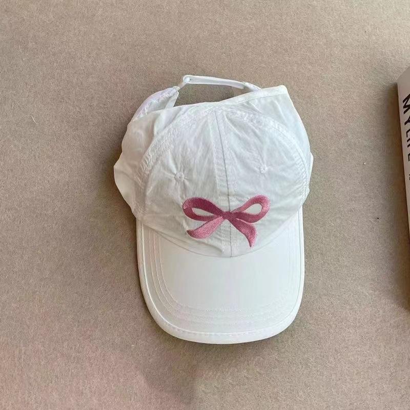 Children's Four Seasons Sweet and Cute Pink Hat Quick Drying Cap Half Empty Top Can Be Tied Ponytail Shade Baby Baseball Cap