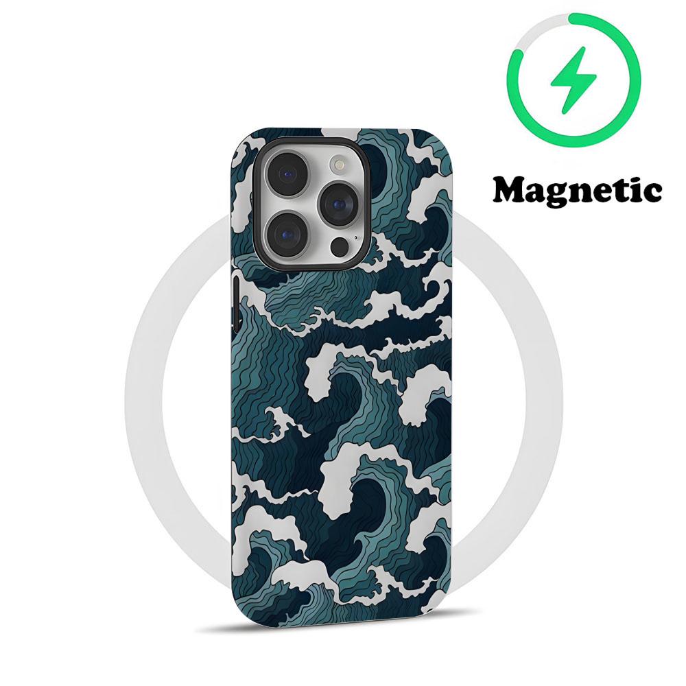 

The Big Wave Of Kanagawa Phone Case Magnetic For IPhone 16 15 14 13 12 11 Pro Max X XR XSMax 7 8 Plus Glossy Film Hard PC Cover iPhone 13 mini