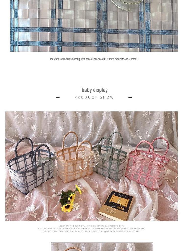 Brautjungfern-Souvenir-Tasche: Geflochtene Gelee Strandhandtasche Korb für den Urlaub