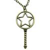 Openwork Resin Photo Frame Geometric Keys Pendant Antique Bronze Silver Metal Friend Collar Necklace