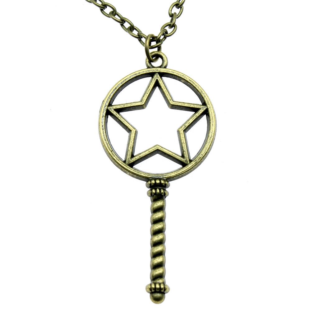 Openwork Resin Photo Frame Geometric Keys Pendant Antique Bronze Silver Metal Friend Collar Necklace