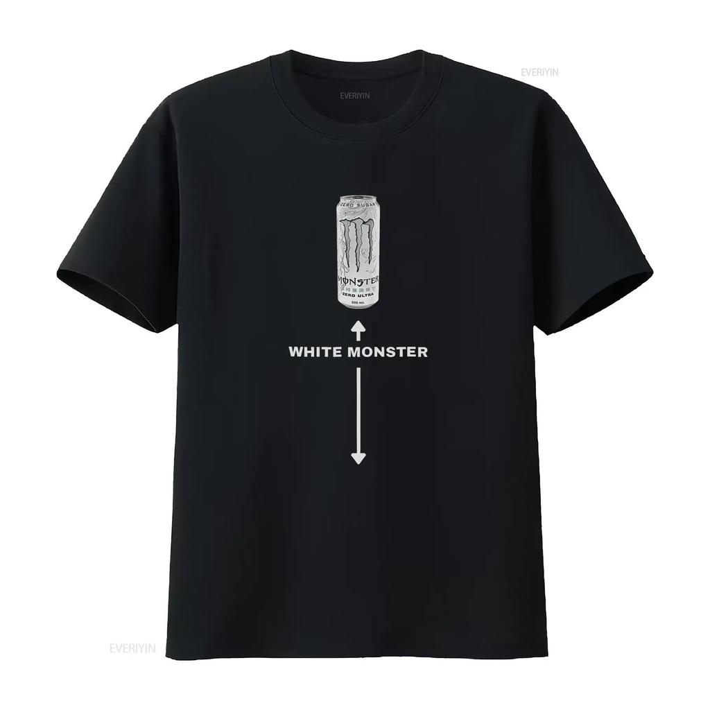 Weißes Monster T-Shirt für Herren Lustiges Scherzdesign Perfekte Freunde Einzigartiger Druck Bequemes Baumwollgewebe vintage Gewaschen