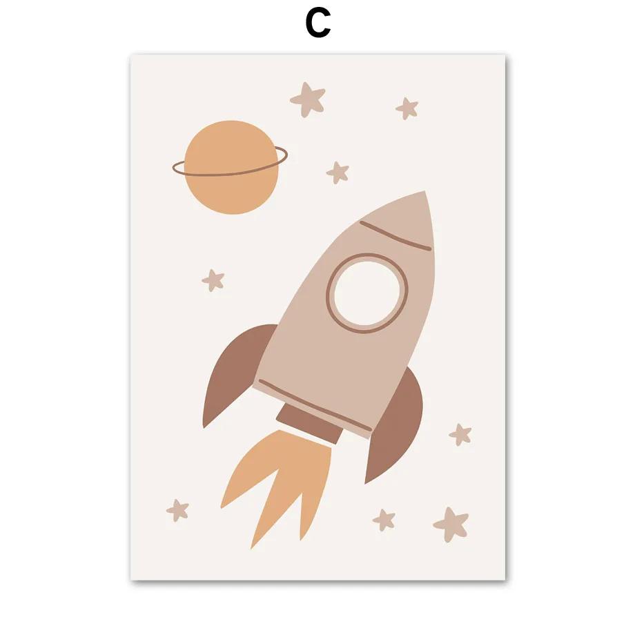 Space Rocket Rainbow Sun Car Strawberry Boho Posters Prints Canvas Painting Nordic Baby Wall Art Pictures Kids Room Decor
