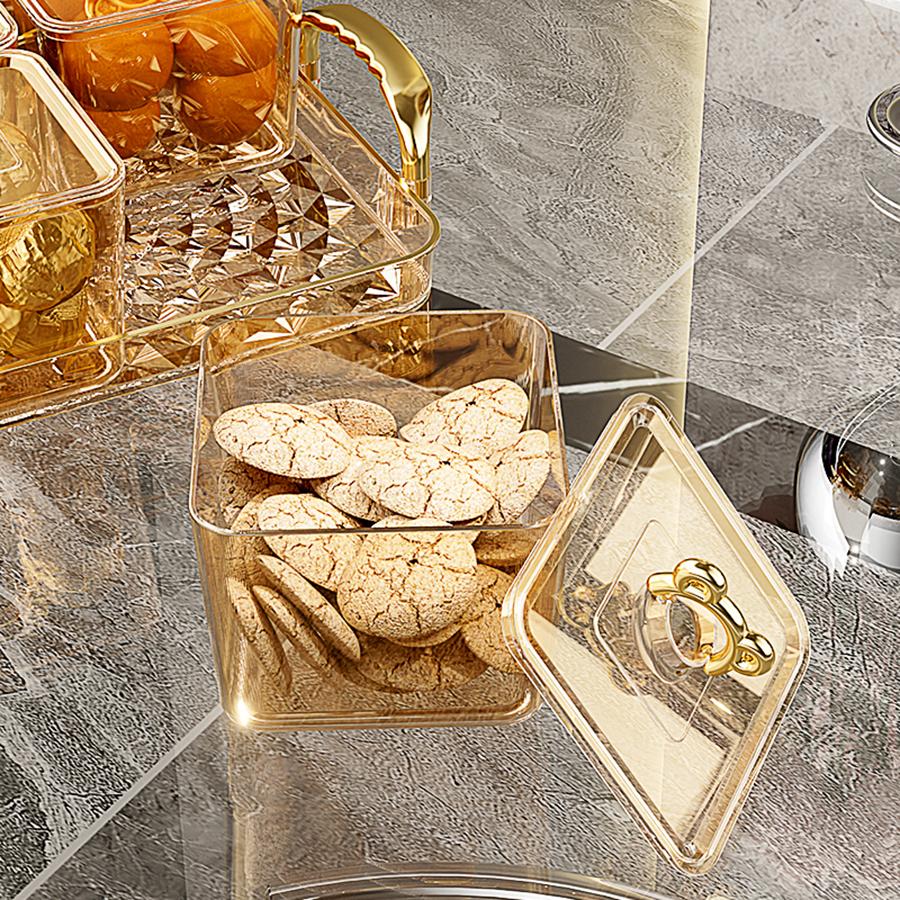 Clear Plastic Food Storage Box 4/6 Grids Moisture-Proof Sealed Candy Dried Fruit Snack Container Fruit Tray Kitchen Organizer