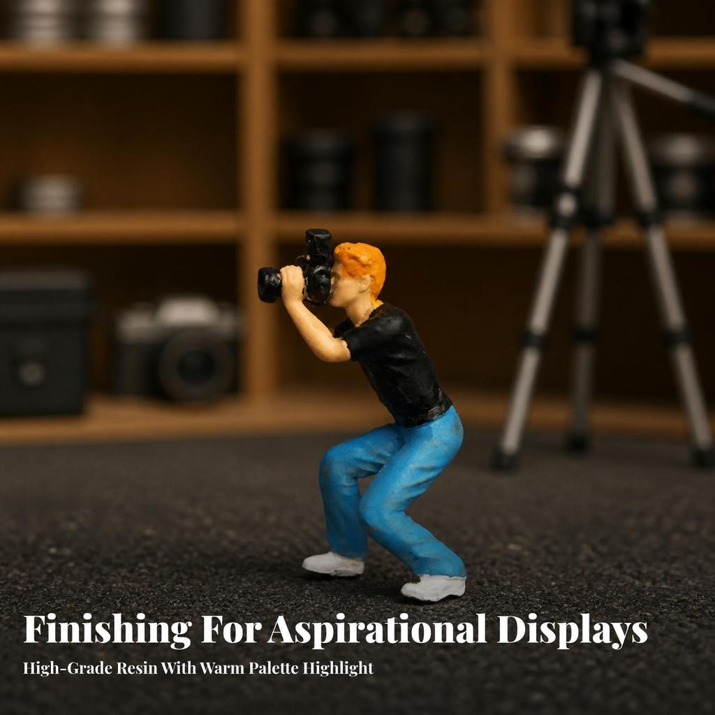 1:64 Scale Photographer Figure with Camera Hand Painted