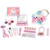Girls Princess Makeup Kit Washable Pretend Cosmetics Toy Set with Nail Polish Eyeshadow Glittery Bag Gift for Kids Ages 3-6