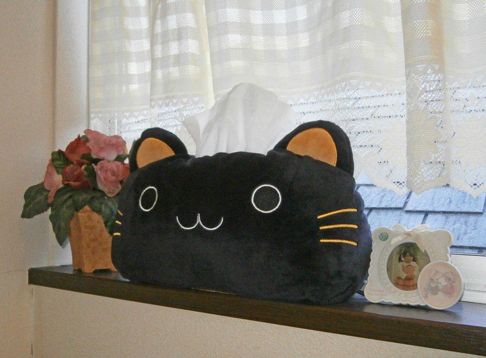 Kojima Tsusho Cat Face Tissue Black 30cm X 20cm X 18cm Cover, Cat,