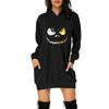 Damen-Sweatshirt mit weihnachtlichem Aufdruck, mittellang, mit Tasche und Kapuze, langärmlig