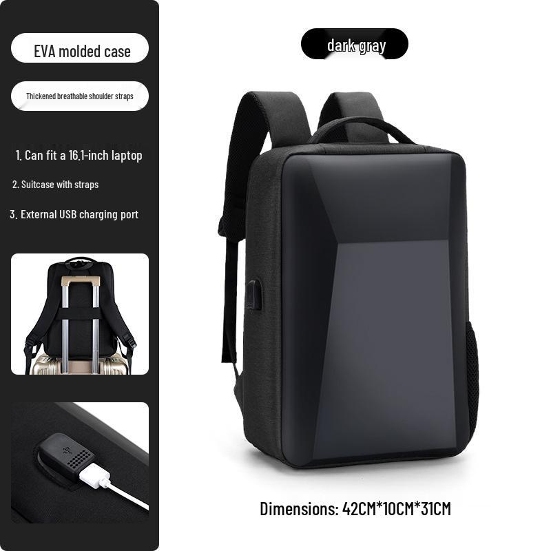 Wasserdichter Business-Rucksack für Herren mit Schloss - Hartschale, Doppelschulter, Lässige Computer- und Schultasche