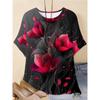 Casual Comfort Women's Top Fashion Versatile Flower Print Short Sleeve Daily Breathable T-Shirts Women’s