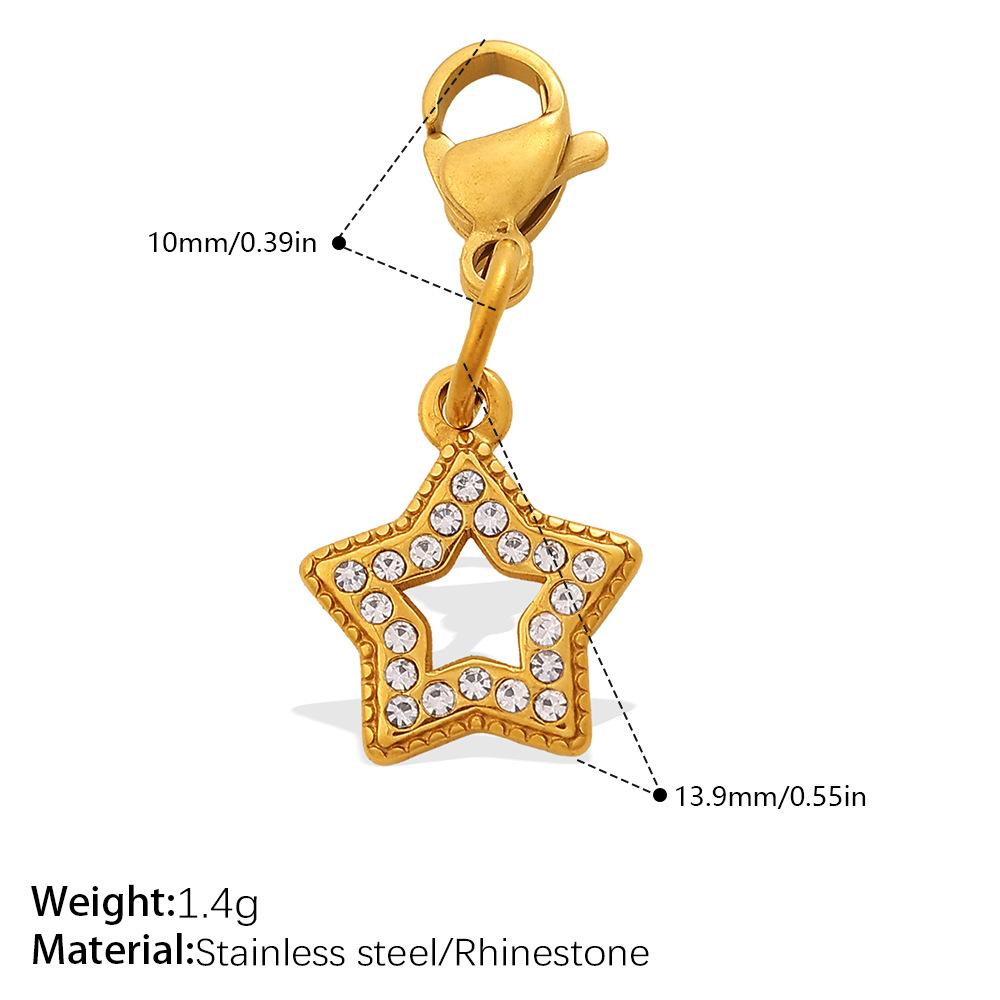 Fashion Light Luxury Diamond Star Moon Sun Lobster Buckle Pendant Stainless Steel Gold Plated DIY Versatile Accessories