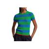 Polo Ralph Lauren SS24 Striped Slim Fit Cable Knit Short Sleeve Sweater Women sweater Academy-Green WMPOSWENC020893-999