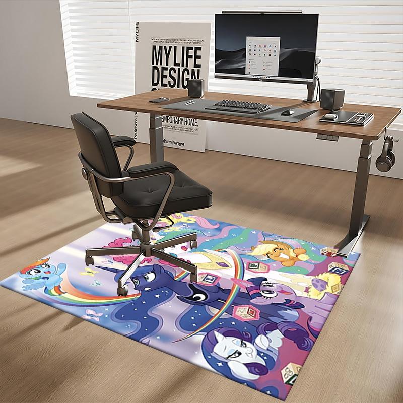 1pc My Little Pony Friendship is Magic Office Chair Mat - Anime Cartoon Design, Non-Slip Carpet for Home Decor, Living Room, Bedroom, Game Room, Birth