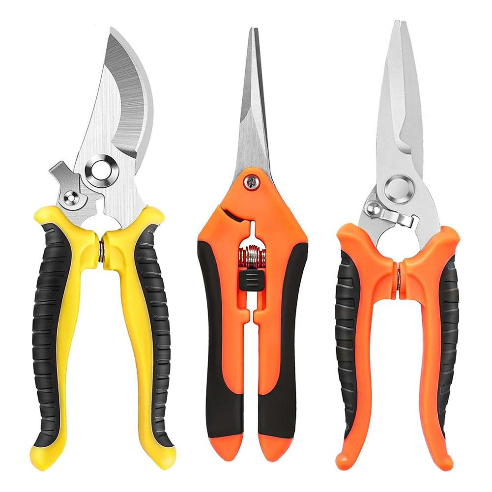 3PCS Garden Pruning Shears Set Stainless Steel Scissors Clippers Pruning Snips Shears Hand Tools for Flowers Leaves Potted Tools