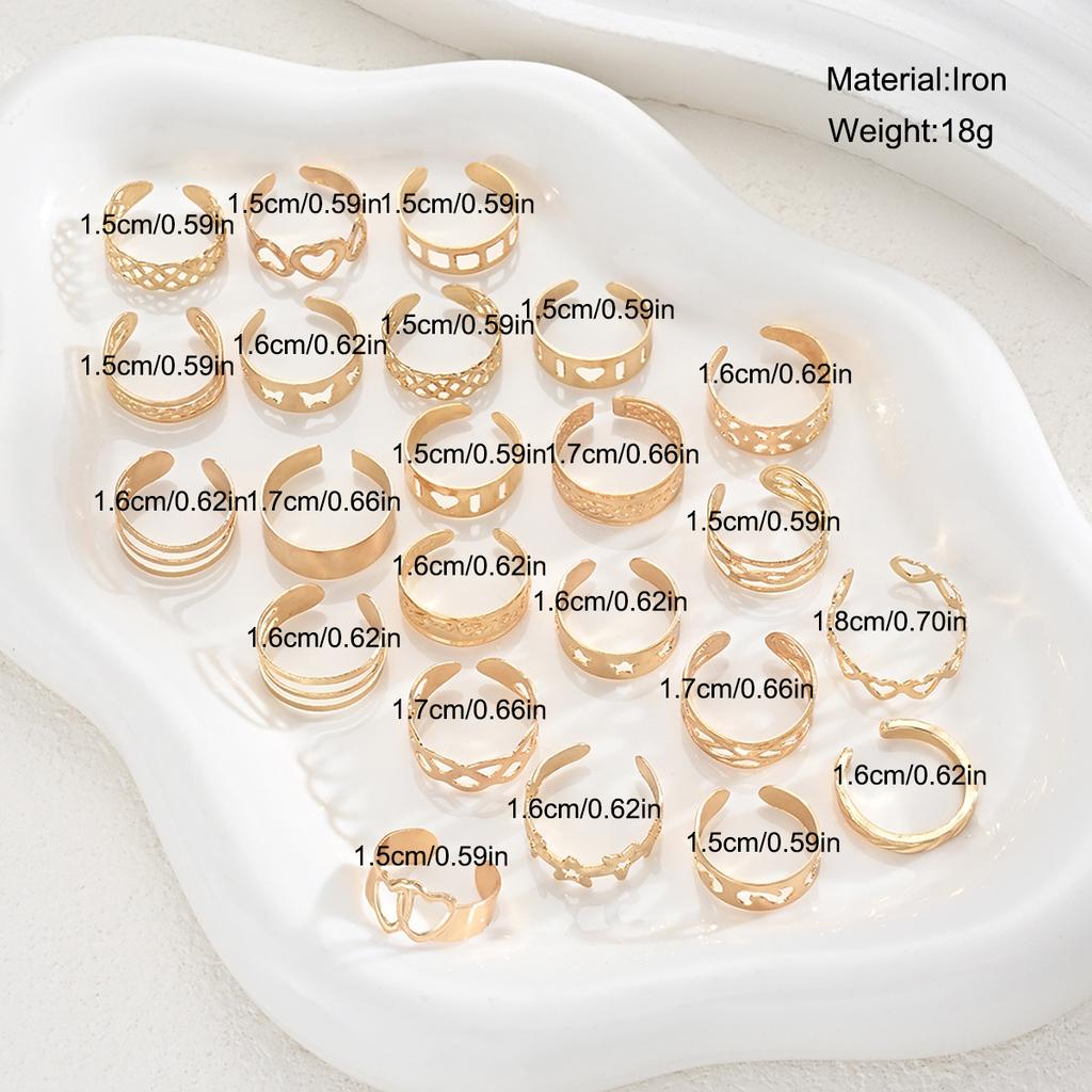Beach Vacation Toe Ring Set Women Gold Color Star Stackable Plain Open Foot Rings Fashion Minimalist Casual Jewelry Accessories