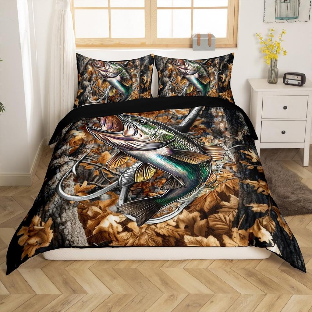 Fischerei Bettwäsche Sets Für Erwachsene Queen Size Bettbezüge Leichte Daunen Zimmer Dekoration 2 Kissenbezüge 1 Bettbezug Ohne Bettdecke