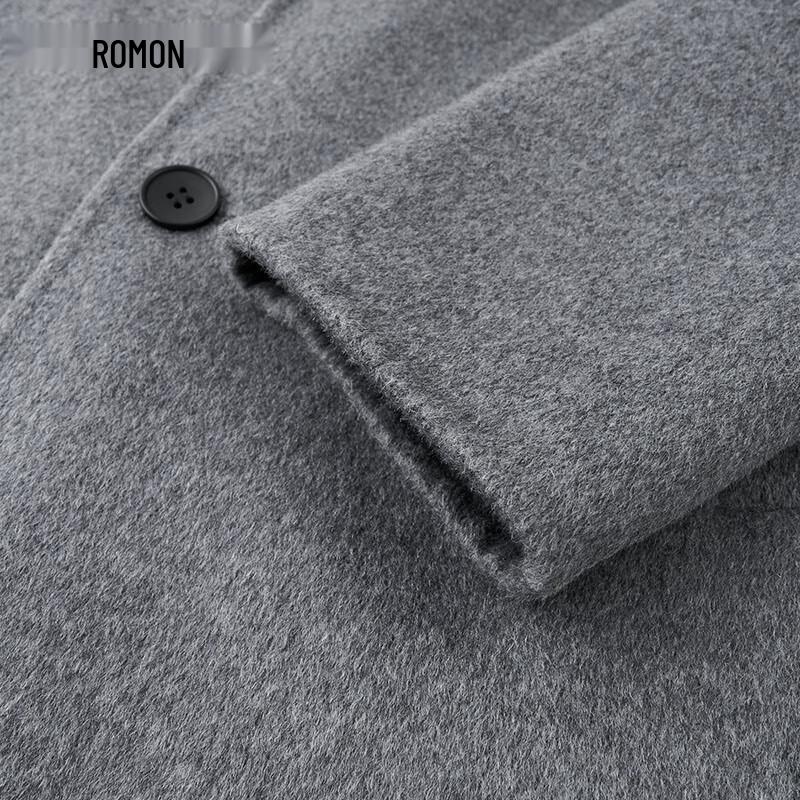 Romon Men's 100% Wool Mid-Length Suit Collar Coat