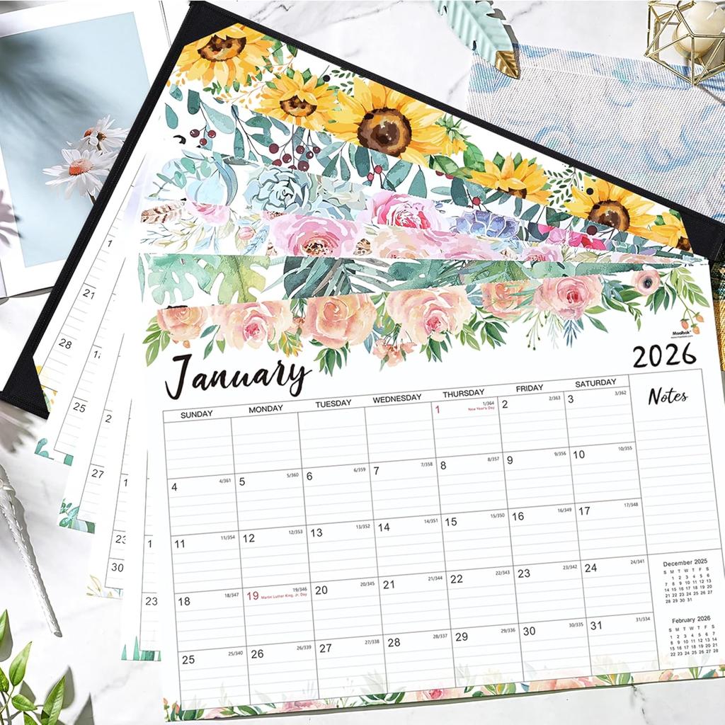 2026 Desk Calendar - Jan 2026 - Dec 2026, 12 Months Large Monthly Desk Calendar, 22" x 17", Desk Pad, Large Ruled Blocks, to-do List & Notes, Best
