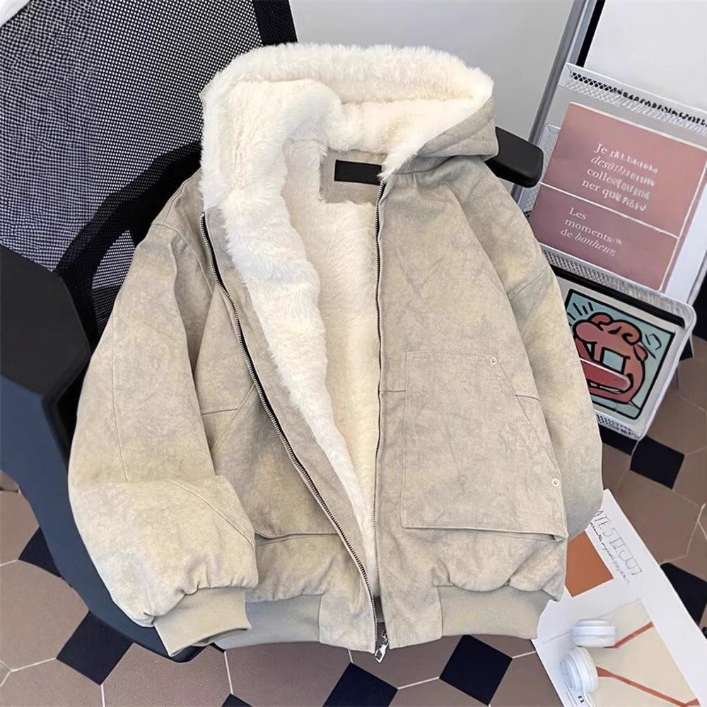 Men s Winter High-End Warmth Jacket: American Workwear Cleanfit Cotton Plus Velvet Thickened Coat XXXL