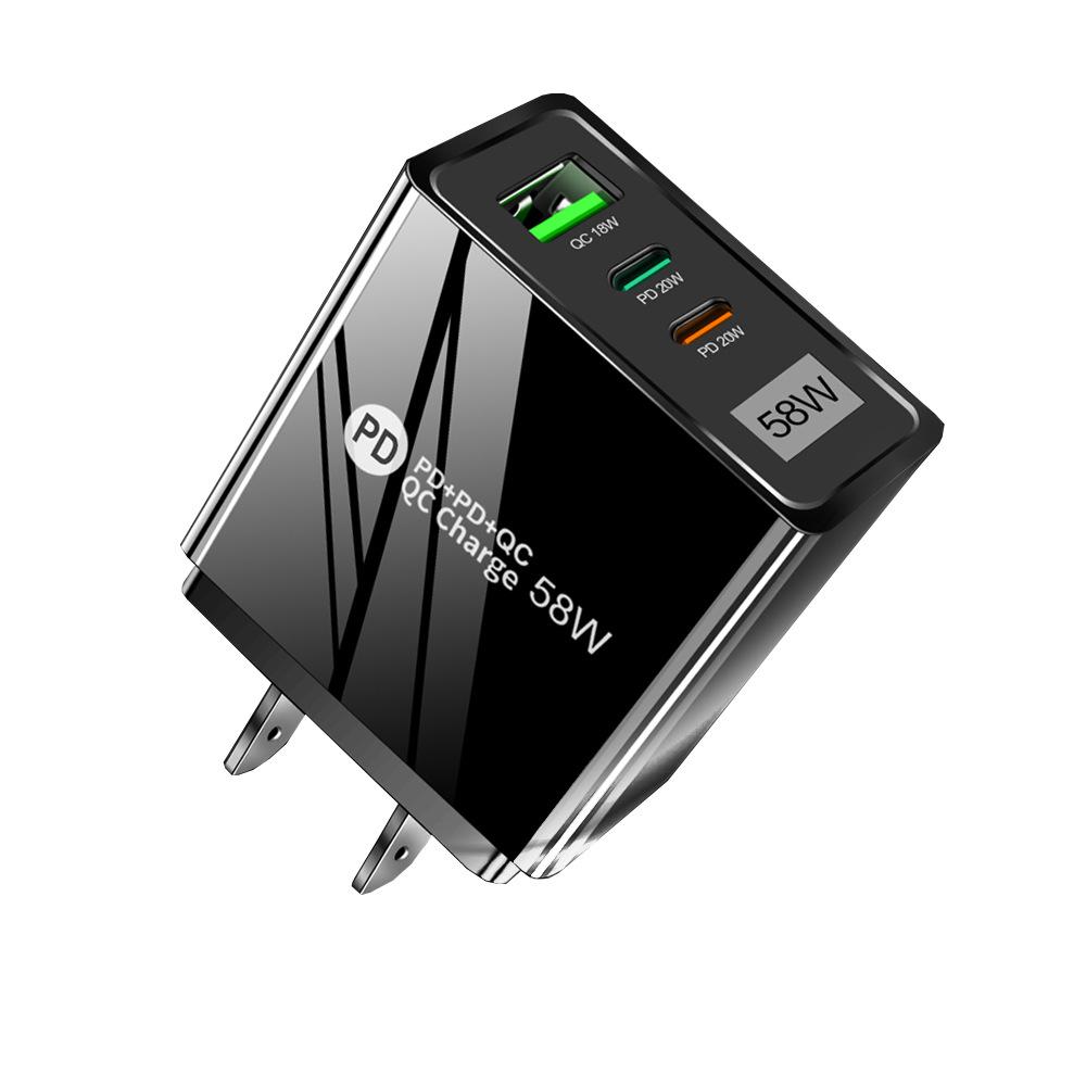 58W Dual Fast Charger with 2PD & QC3.0 for EU/US/UK/KR/AU