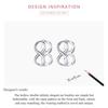 Bisaer 925 Sterling Silver Simple Fashionable Infinity Symbol Shape Stud Earrings for Women Wedding Fine Jewelry