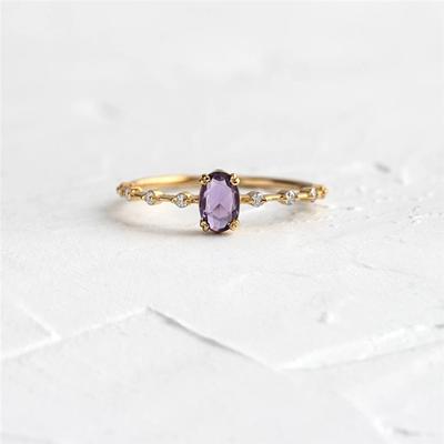 Wedding Rings For Women Solid 925 Silver Simple Single Purple Cubic Zirconia Temperament Drop Shipping Jewelry Ring
