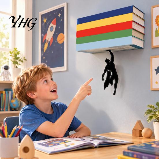Invisible Wall Shelves Hero Floating Bookshelf, Mounted Book Storage Shelf, Creative Metal Shelf for Ledge Small Apartments Study Rooms and