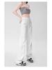 White Women's High-Waisted Wide-Leg Jeans - Slimming Petite Straight Floor-Length Pants for Summer