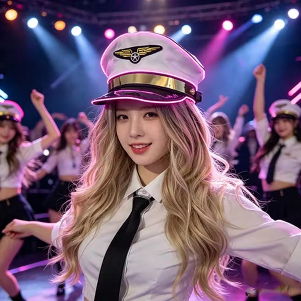Boost Party Vibe LED Light Up Pilot Hat Breathable Luminous Air Force Hat  Gift for Party Lovers