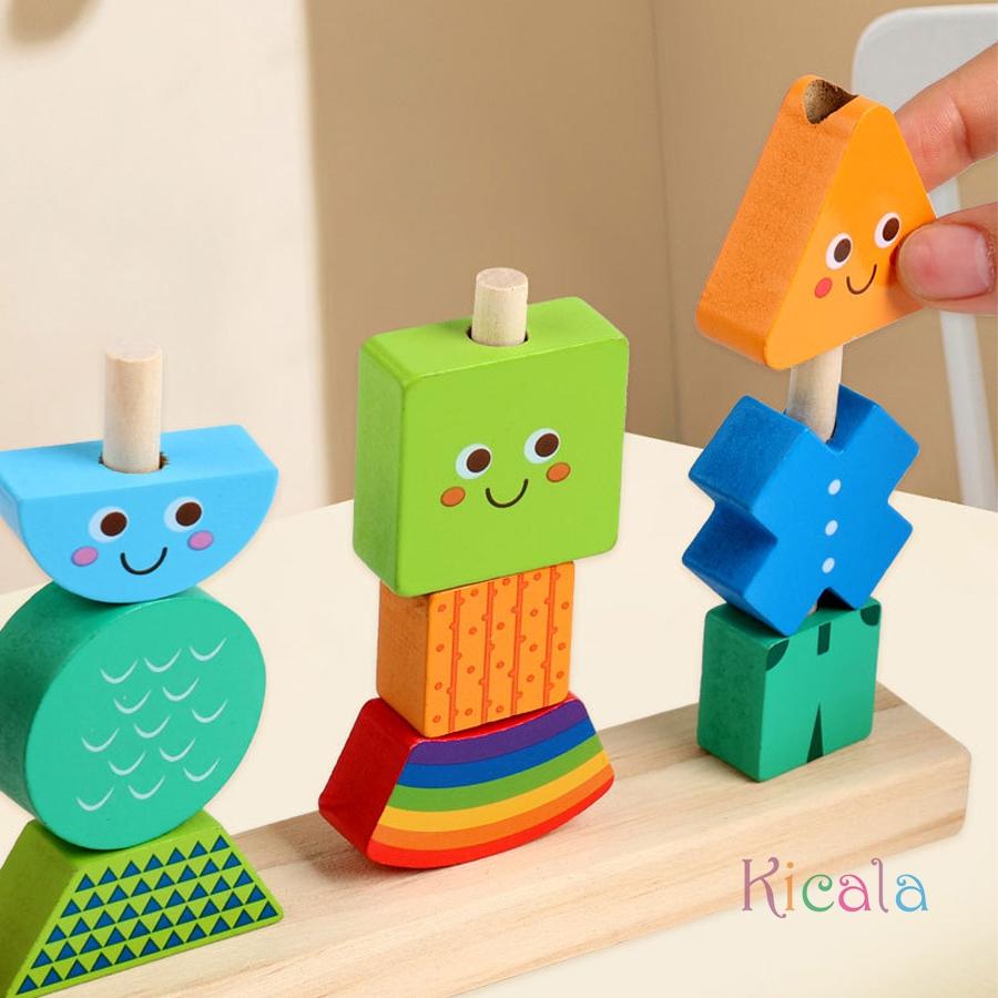 40pcs Building Blocks 30 Cards Wooden Expression Set Bead String Attention Training Toy for Kids Logical Skills Christmas Gifts