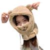 Bear hat and scarf combo for women, thickened and warm for winter, Korean style, versatile, winter cycling mask, ear protection, aviator hat