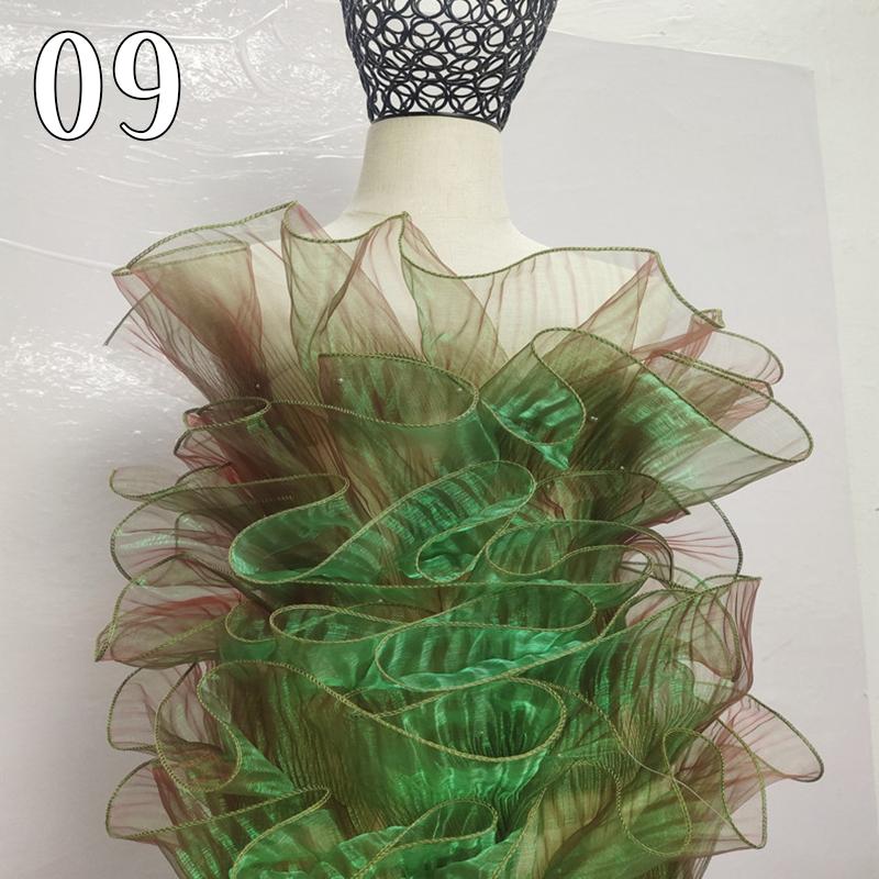 Metallisch Plissiertes Rüschenkantenband Mesh-Stoff Laser-Organza Transparenter Stoff für DIY Nähen Bühnenkleidbesatz Handwerk