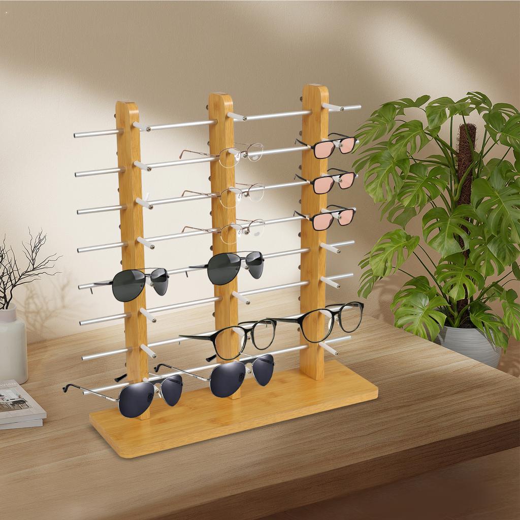 Sonnenbrillen-Displayständer, Brillenhalter-Ständer, Brillen-Organizer-Regal, 3-stöckig, 24 Paar Kapazität, Robuste Brillenaufbewahrung für den Einzelhandel