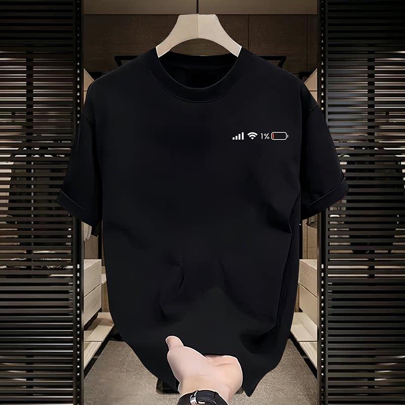 2026 Street Style Electric Print Fashionable Casual Round Neck Pure Cotton Printed Short Sleeved Unisex Personalized Tshirt