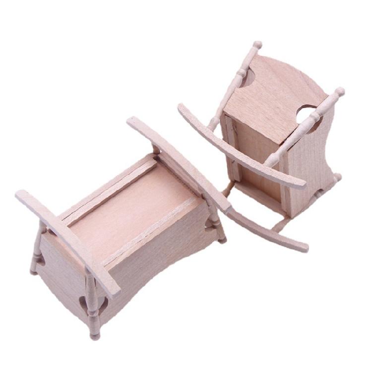 1:12 Dollhouse Wooden Baby Cardle DIY Miniature Dollhouse Furniture Accessories