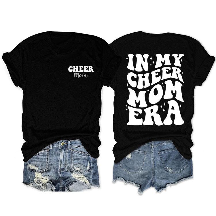 In my cheer mom era cheer mom crew neck casual T-shirt double-sided printing loose short sleeves