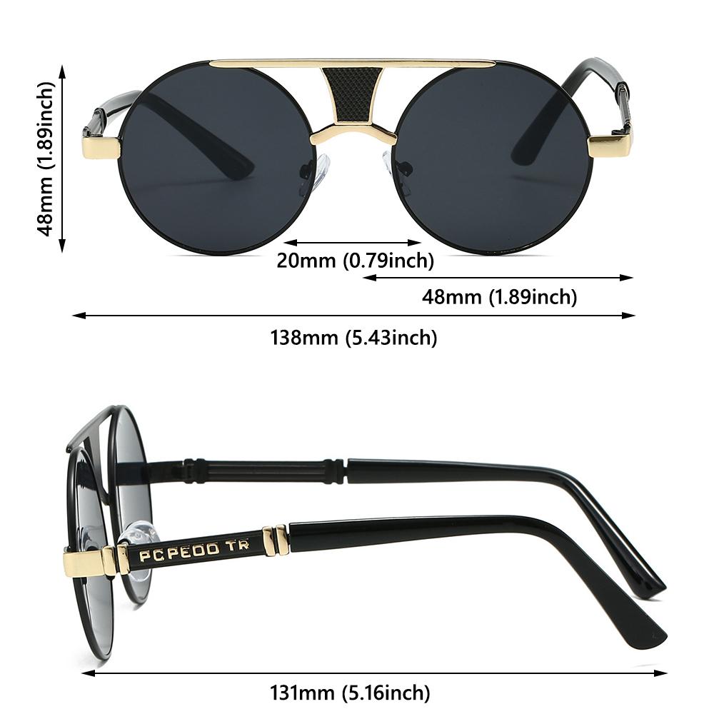 Fashion Vintage Round Sunglasses Double Bridge Retro Men's Shades Luxury Design Casual UV400 Eyewear for Women & Men