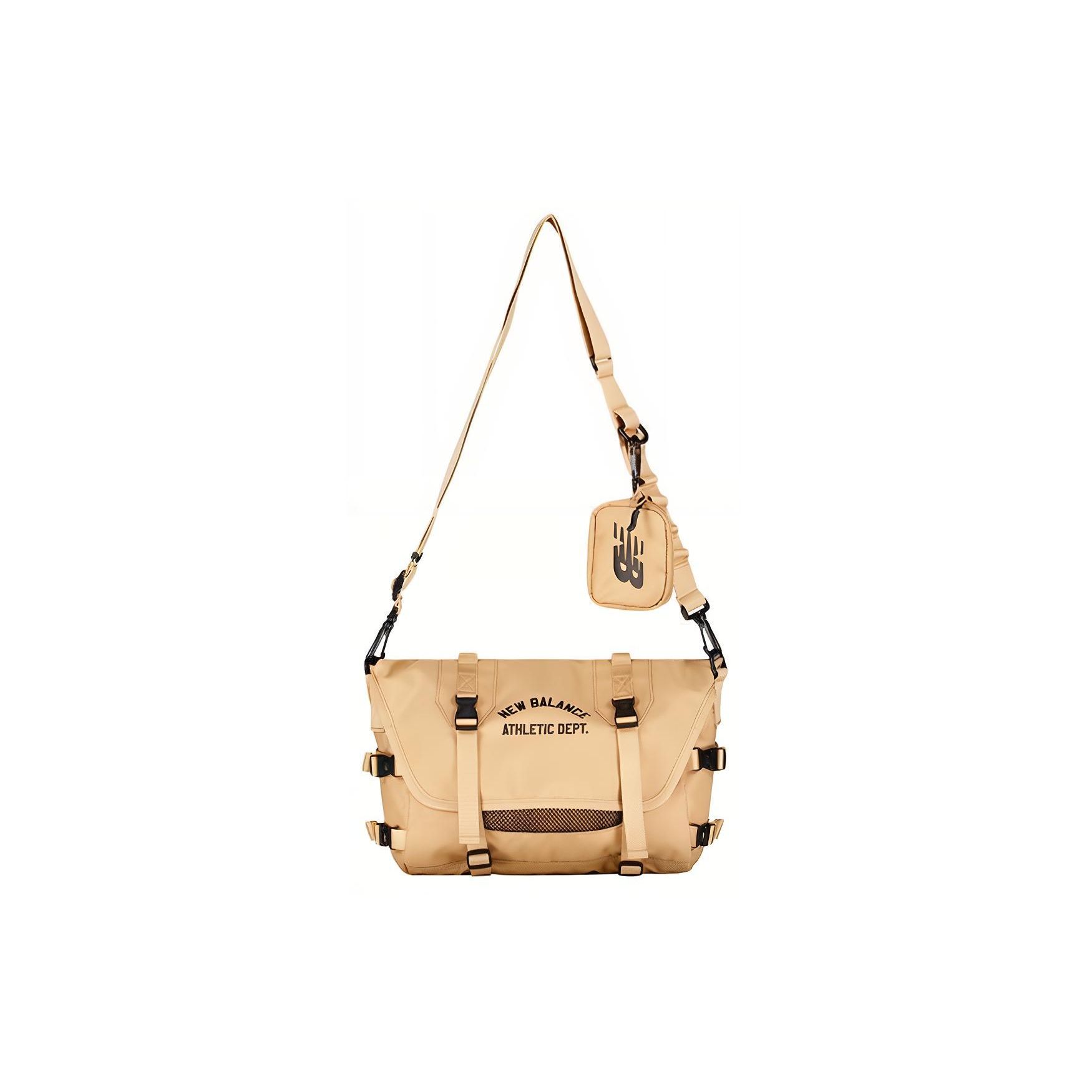 New Balance Flap Zipper Closure Fabric Messenger Bag Shoulder Crossbody Bag Regular Couple Style Unisex bags Light-Brown LAB41402-DLC Light Umber