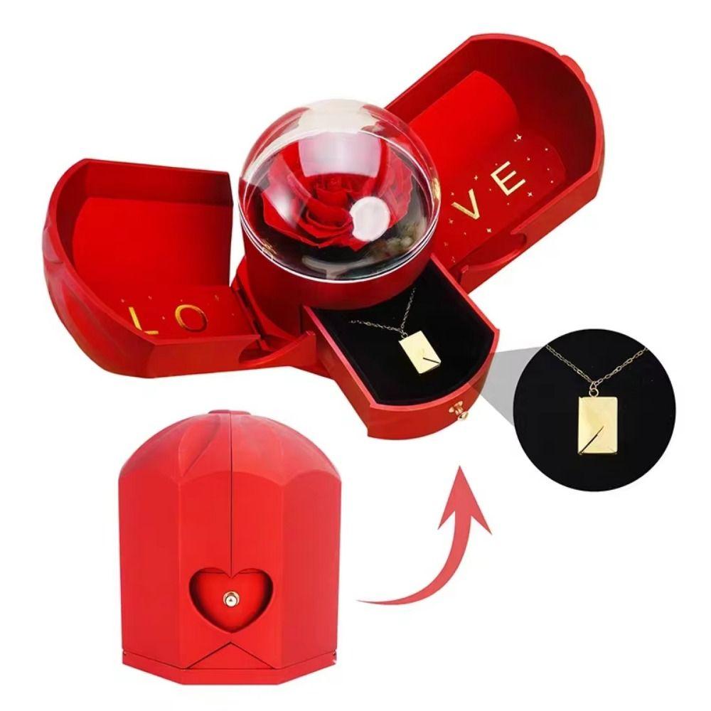 Romantic Rose Drawer Packaging Box Decorative Dried Flowers Necklace Box  Birthday Gift