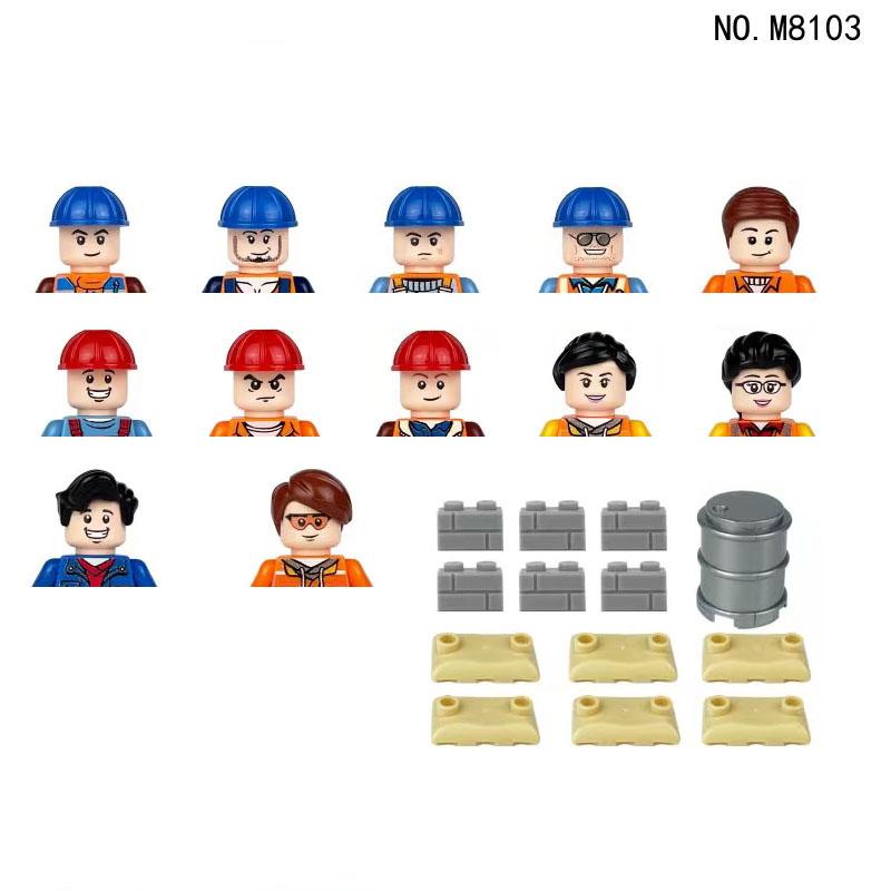 Non-Toxic City Characters Action Figures Building Blocks Policeman Teacher Fireman Occupation Mini Figurine Dolls Bricks Set Children Toys