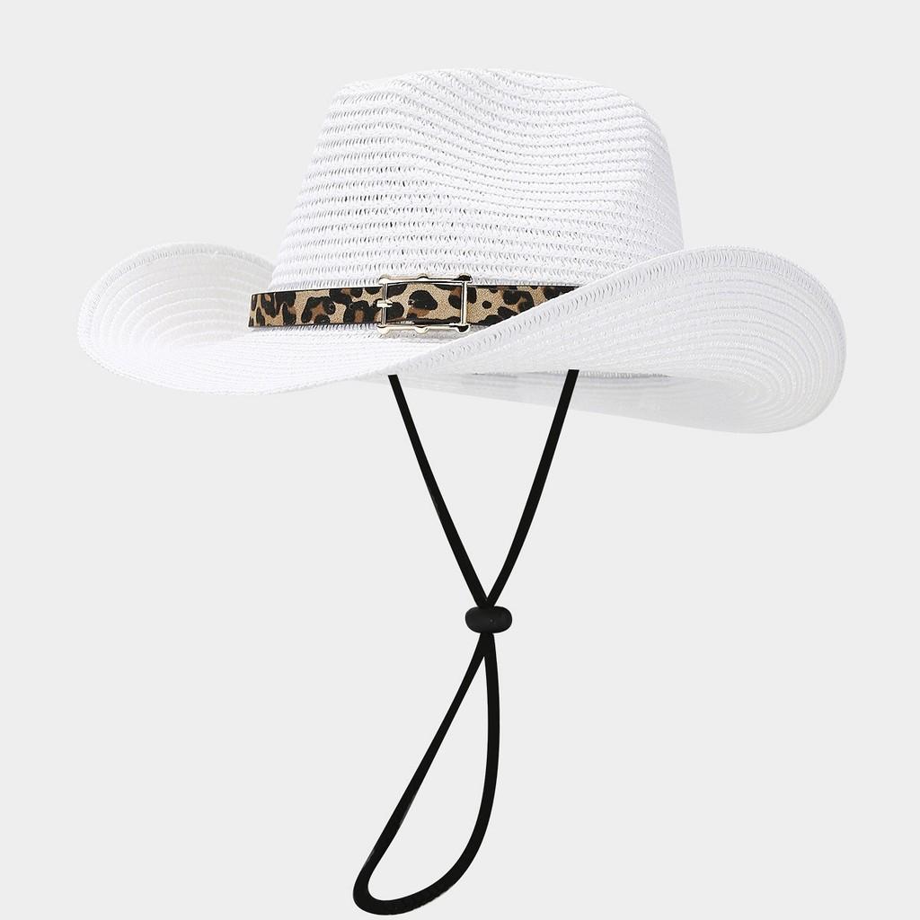 Summer Leopard Print Sun Hat With Wide Brim For Outdoor Beach Travel