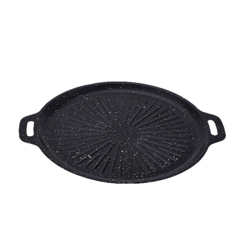 Outdoor Camping Grill Pan Korean BBQ Grill Plate Portable Gas Stove Grill Pan Non-Stick Stone Coating 32cm Iron Plate For Home Use