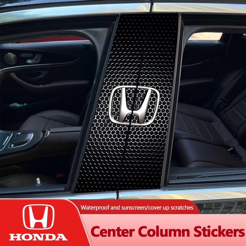 FIQ1 2Pcs Car Stickers B-Pillar Decal Center Column Decoration For Honda Civic Fit Jazz Accord Pilot CRV Odyssey Passport City Shuttl
