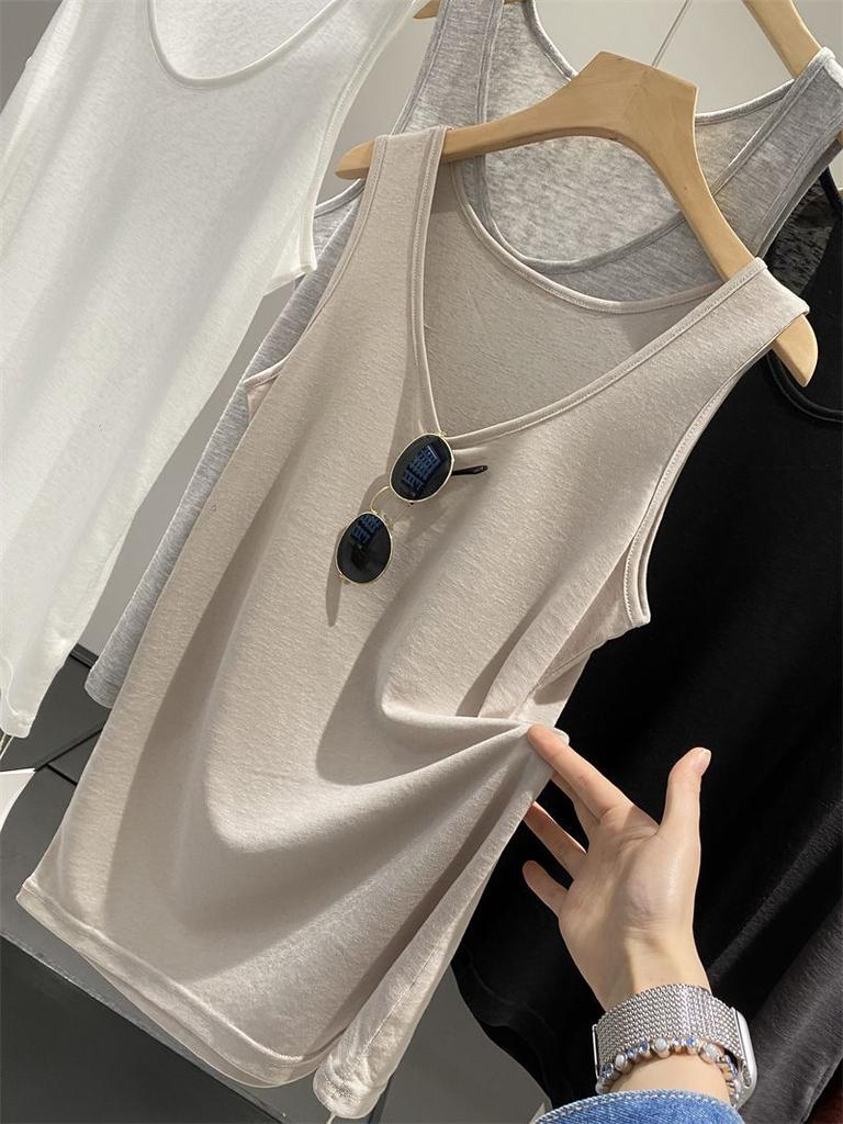 Solid Color Vest Summer New Loose Lazy Style Sleeveless Bottoming Top