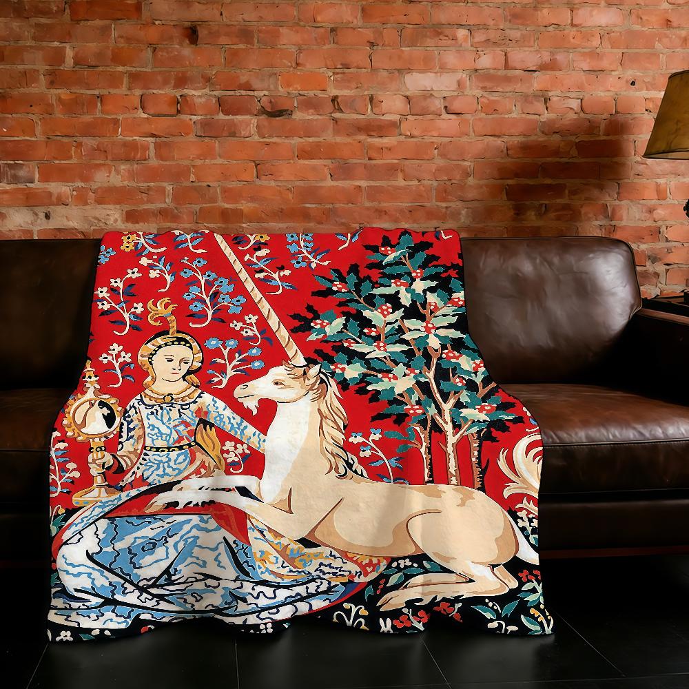 ART Tapestry Blanket Super Warm Comfortable Plush Throw Blanket Child Home Sofa Medieval Bedroom Gift 75X95CM