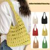 Sweet Korean Style Hollow Out Knitted Weave Bag Solid Color Vacation Style Crochet Tote Bag Handbag Braided Beach Bag Outdoor