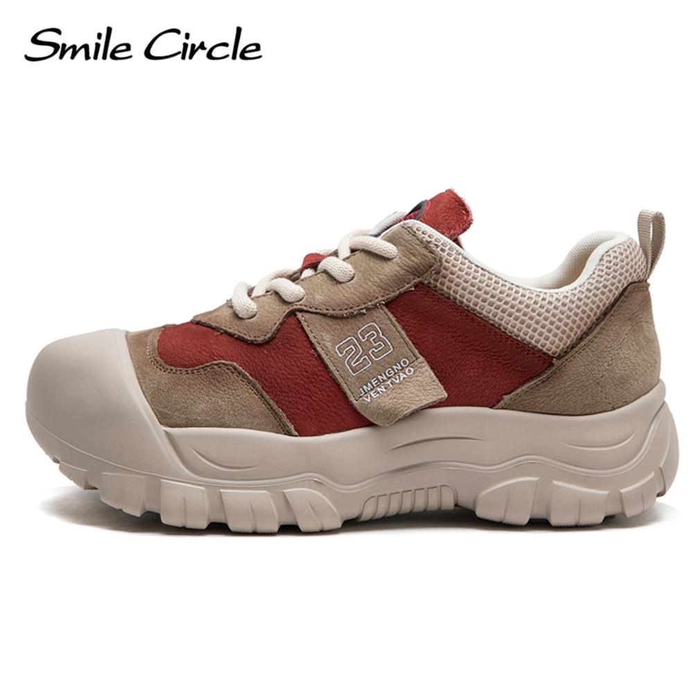 Baskets en cuir véritable pour femmes, chaussures plates à lacets à bout rond, chaussures décontractées et confortables à la mode