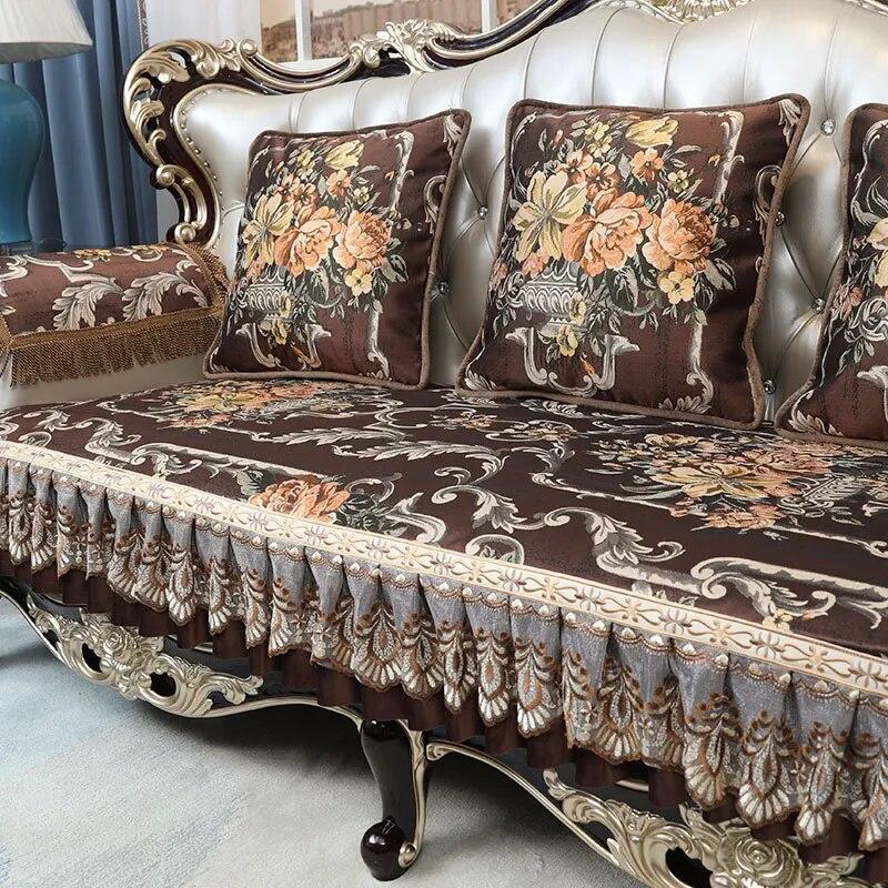 

Жаккардовый чехол для дивана с вышивкой, классическая подушка в стиле ретро, ​​комбинированный чехол из роскошной ткани, противоскользящий чехол для дивана, декор для гостиной 1pc 70x160 cm