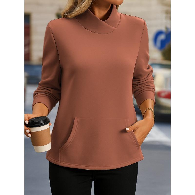 

Женский модный пуловер с длинными рукавами и однотонный свитшот XXL коричневый